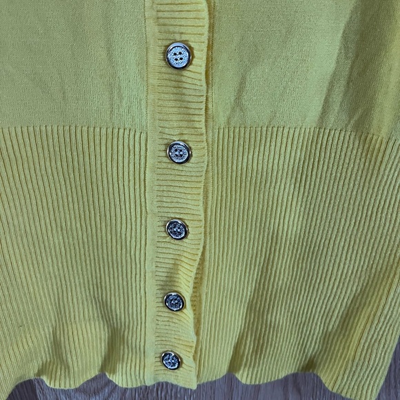 Bright Yellow Cardigan Knit Career Sweater - Picture 3 of 6